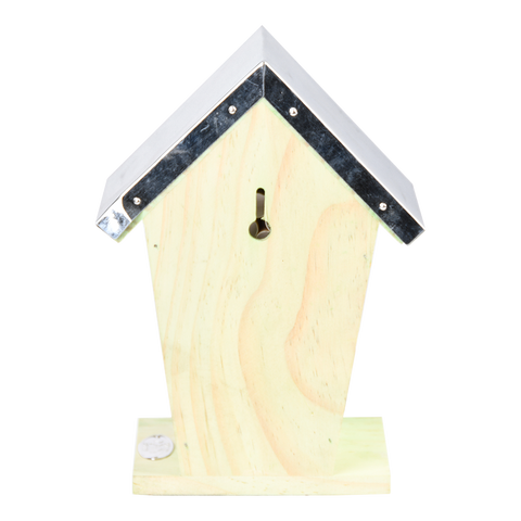 Wooden Solitary Bee Bug House Hive Hotel Zinc Roof FSC Cert Pine Wood Paper Tube 22cm