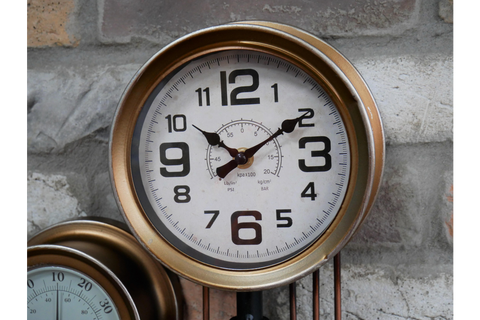 Industrial Retro Pipe Wall Clock Vintage Look Steampunk Metal Pipework Decor 