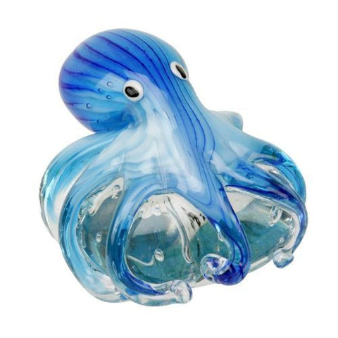 Blue Octopus Paperweight Marine Life Glass Sculpture Home Decoration Gift