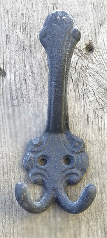 Antique Vintage Shabby Chic Style Iron Door Wall Coat Hook Hanger Peg Grey 