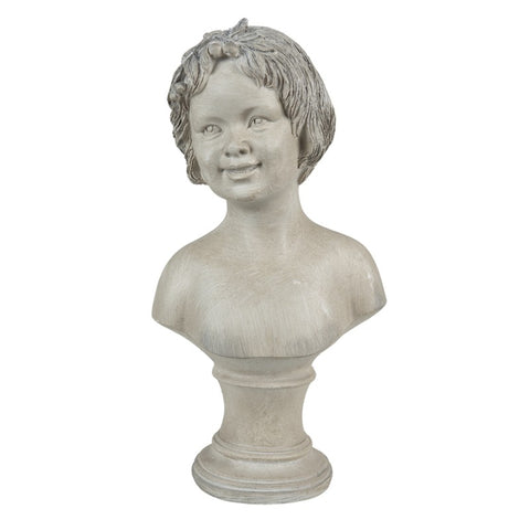 Woman Statue Head Lady Bust Ornament Grey Distressed Female Sculpture 27cm