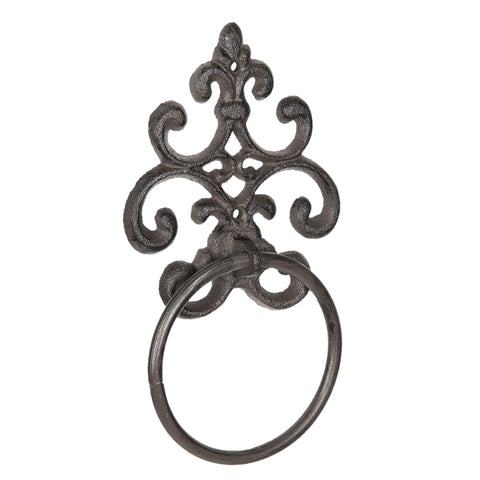 Cast Iron Towel Ring Wall Mounted Bathroom Hanger Vintage Style Ornate Holder