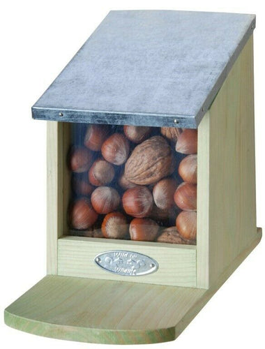 Squirrel Feeder Box Pine Wood Zinc Roof Flip Open Top Easy Hang FSC® Wildlife