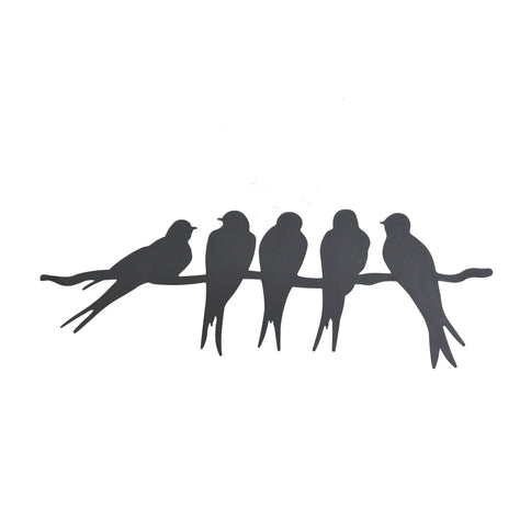 Birds on Branch Wall Art Metal Swallow Silhouette Black Garden Home Fence Decor