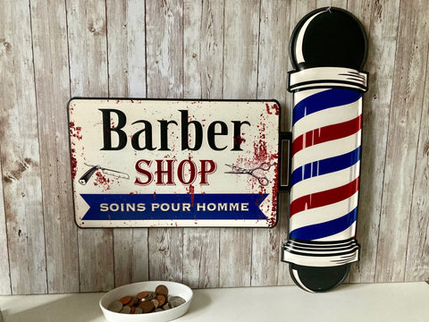 Barber Shop Pole Sign Hair Salon Turkish Barber Shop Plaque Grooming for Men