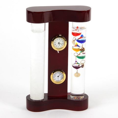 Galileo Thermometer Storm Glass Weather Station Monitor Clock Hygrometer