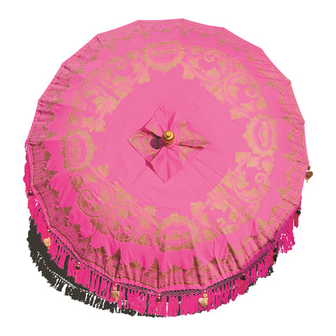 Bali Handmade Sun Parasol Hardwood Garden Umbrella Pink and Gold (base not included)