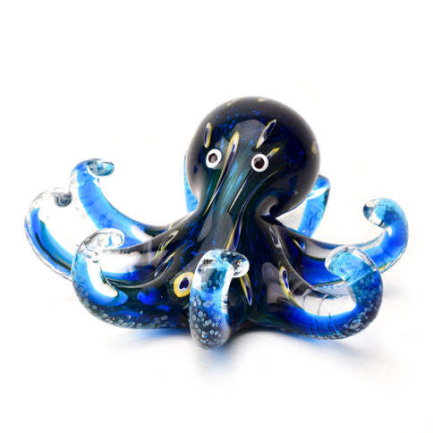 Blue Octopus Paperweight Black Marine Life Glass Sculpture Home Decoration Gift