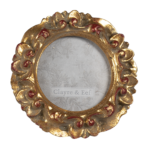 Photo Picture Frame Round Flower Gold 3.5