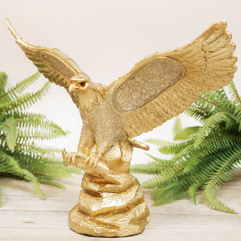 Ornate Gold Eagle Bird Figurine Statue Ornament Crystal Encrusted 29.5cm