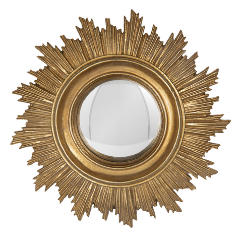 Decorative Small Round Wall Mirror Sunburst Starburst Antique Gold Sun 18cm