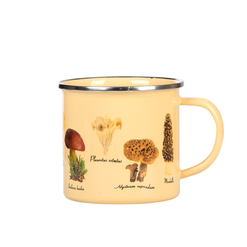 Retro Metal Enamel Mug Coffee Tea Mushrooms Gardening Camping Picnic Fishing