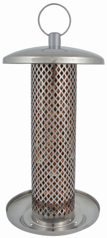 Hanging Bird Seed Nut Feeder Silo Large Stainless Steel Metal Heavy Duty 27cm