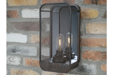 Industrial Battery Operated Wall Light With Mirror Brown Black Indoor Vintage Style Table Lamp