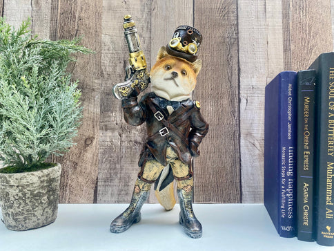 Fox Figurine Ornament Gangster Animal Steampunk Novelty Statue Industrial Decor