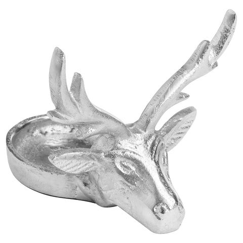 Stag Candle Holder Plate Silver Pillar Tealight Aluminium Metal Table Home Decor