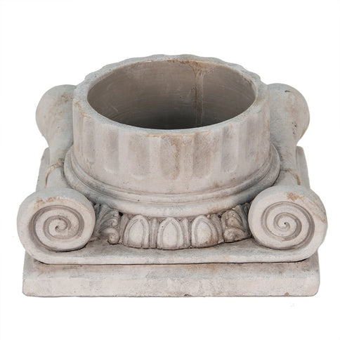 Grey Stone Plant Flower Pot Baroque Plinth Style Garden Planter Patio 11x21cm