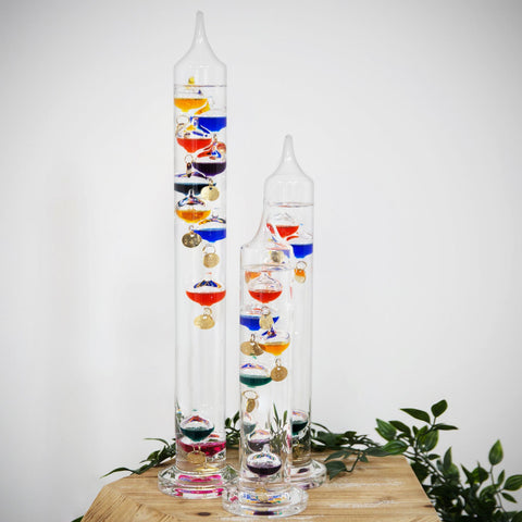 Glass Galileo Thermometer Freestanding Coloured Bulbs Temperature Weather 44cm