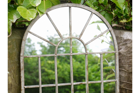 Garden Arched Mirror Gothic Rustic Metal Frame Outdoor Home Wall Mounted 60cm