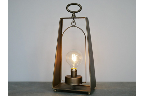 Desk Table Lamp Bulb Industrial Style Battery Operated Light LED Lantern 41cm