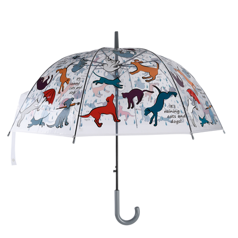 Novelty Umbrella Plastic Cats Dogs Transparent Clear Dome Brolly Auto Open 