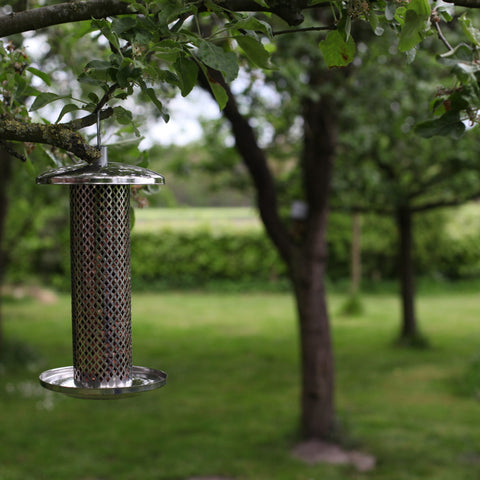 Hanging Bird Seed Nut Feeder Silo Large Stainless Steel Metal Heavy Duty 27cm
