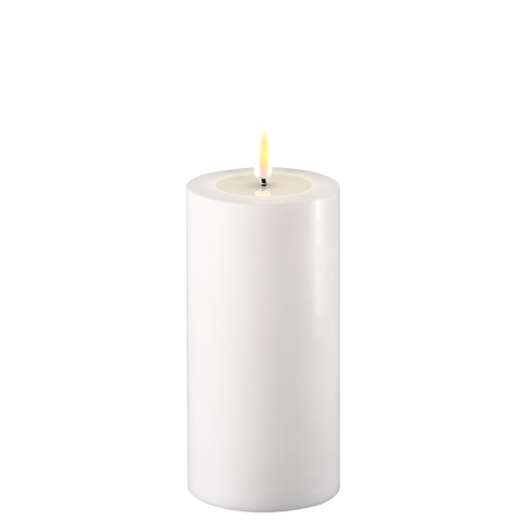 Luxury LED Wax Pillar Church Candle White 15cm Realistic 3D Flickering Flame Home