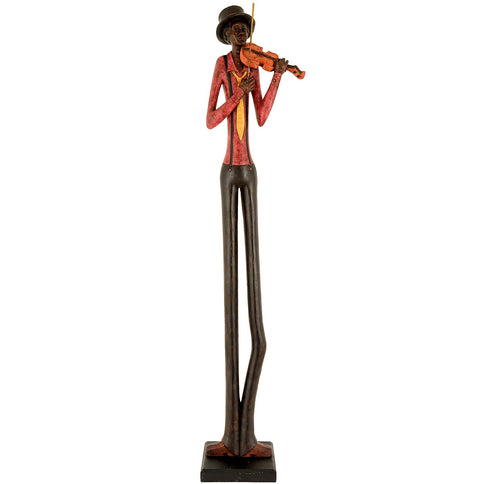 Tall Jazz Musician Violin Player Violinist Figure Figurine Shelf Ornament