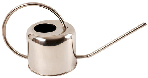 Indoor Small Silver Watering Can Metal Stainless Steel Narrow Spout Plants 1.1L