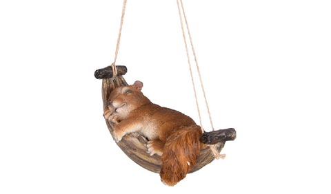 Squirrel Sleeping Ornament Hammock Hanging Animal Garden Figurine Frost Proof