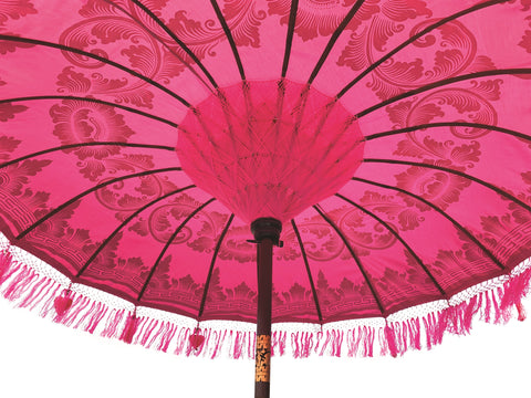 Bali Handmade Sun Parasol Hardwood Garden Umbrella Pink and Gold (base not included)