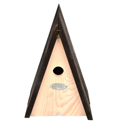 Wooden Bird House Nest Box Wigwam Triangular Blue Tit Small Birds FSC Cert Wood