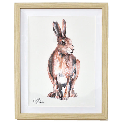 Hare Watercolour Print Framed Animal Wall Art Meg Hawkins Illustration 50x40cm