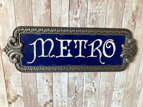 Blue Metro Sign Plaque Paris Underground Tube Plaque France French Wall Decor