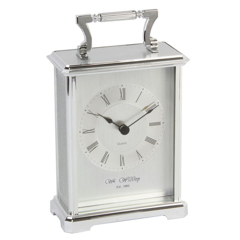 Classic Silver Mantel Carriage Clock Wedding Anniversary Housewarming 18x10cm