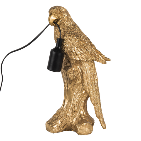 Parrot Table Bedside Lamp Gold Bird Accent Light Hanging Bulb Design 36cm Decor