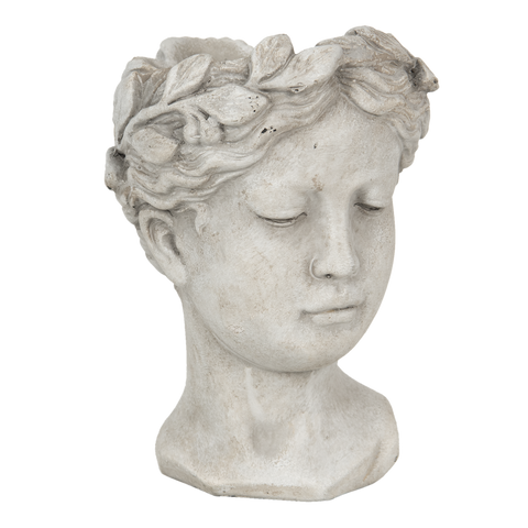 Roman Greek Ladies Head Statue Planter Flower Pot Stone Effect Garden Home Decor