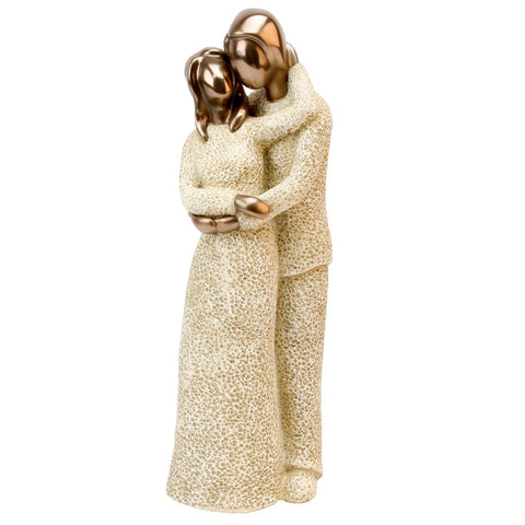 Cream and Bronze Couple Figurine Statue Anniversary Wedding Engagement Gift