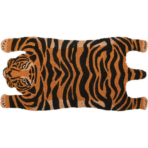 Large Tiger Skin Coir Floor Doormat Orange Black Cat 74x38cm Hallway Door Decor