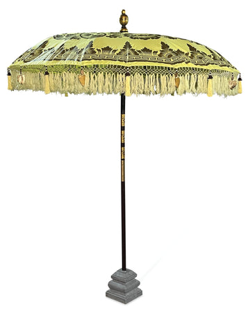 Bali Handmade Sun Parasol Hardwood Garden Umbrella Yellow and Gold (base not included)