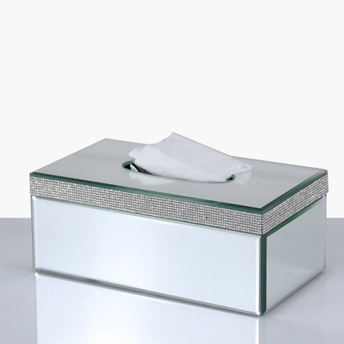 Sparkling Crystal Diamante Mirrored Glass Standard Tissue Box Holder Cover