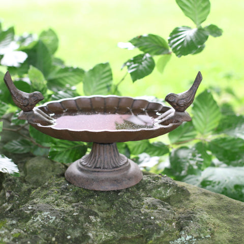 Freestanding Small Bird Feeder Bath Garden Ornamental Birds Table Cast Iron